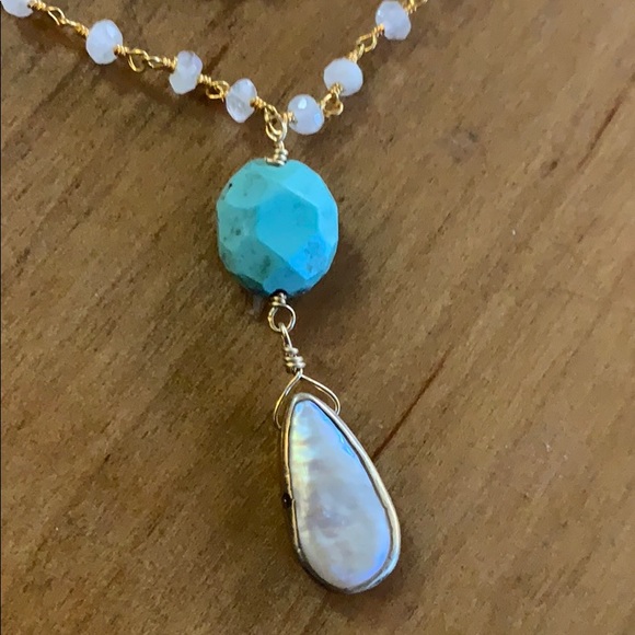 Turquoise, moonstone layered necklace - Picture 3 of 5
